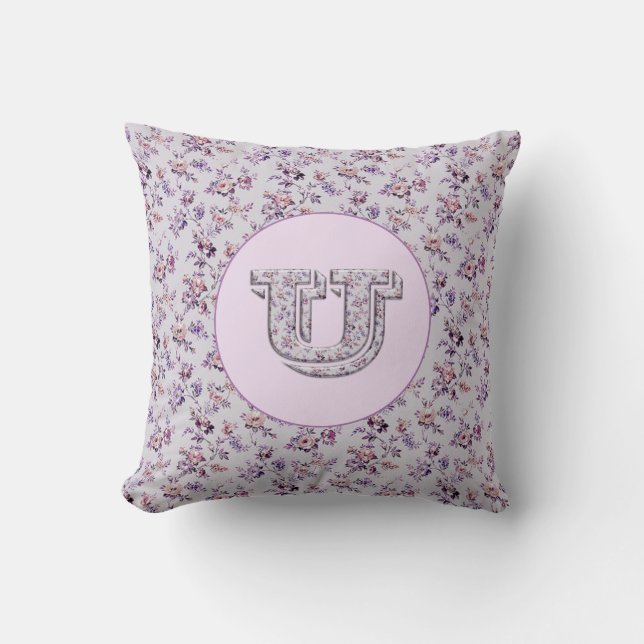 Luxus-Blume Monogram U Kissen (Vorderseite)