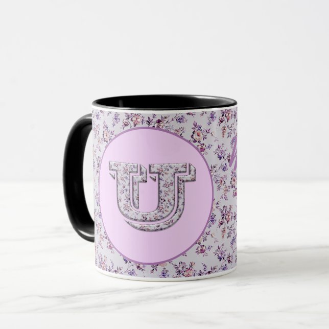 Luxus-Blume Monogram U Tasse (Vorderseite Links)
