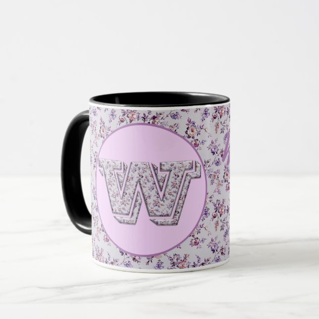 Luxus-Blume Monogram W Tasse (Vorderseite Links)