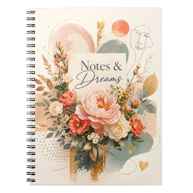 Luxus-Blumen-„Notes & Dreams“-Journal Notizblock (Vorderseite)