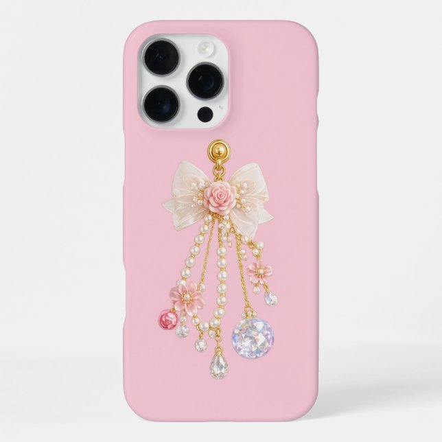 Luxus-Blumen-Schleife-Perlen-iPhone 16 Pro Max Hül iPhone Hülle (Rückseite)