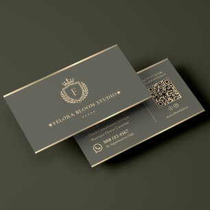 Luxus-Blumendesigner-Event Florist Crest Olive Visitenkarte
