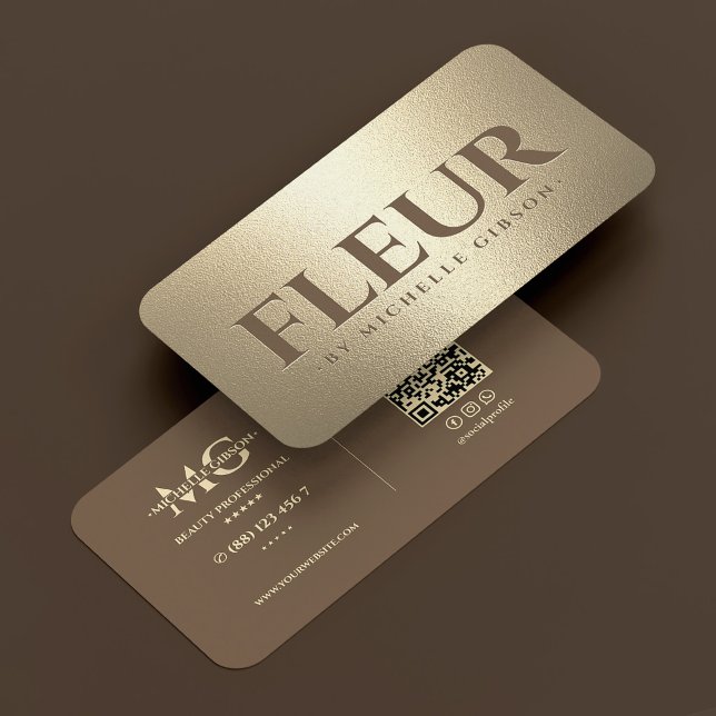 Luxus-Blumenhändler Floral Designer Fleur Brown Fa Visitenkarte (Luxe Florist Floral Designer Fleur Brown Faux Gold Business Card
)