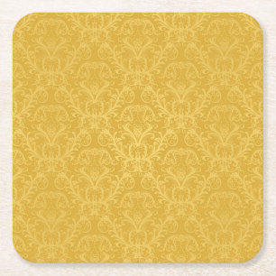 Luxus-Blumentapete in Gold Rechteckiger Pappuntersetzer