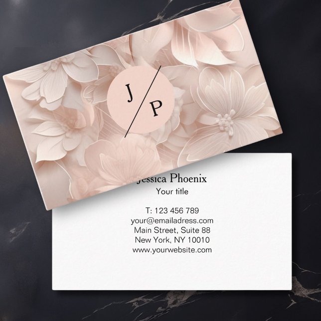 Luxus, Blush-Beige, Circle, Blume, Salon Visitenkarte (Luxury, Blush-Beige, Flower, Salon Square Business Card)