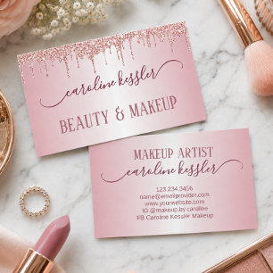 Luxus-Blush-Pink-Makeup-Artist & Hairstylist Visitenkarte