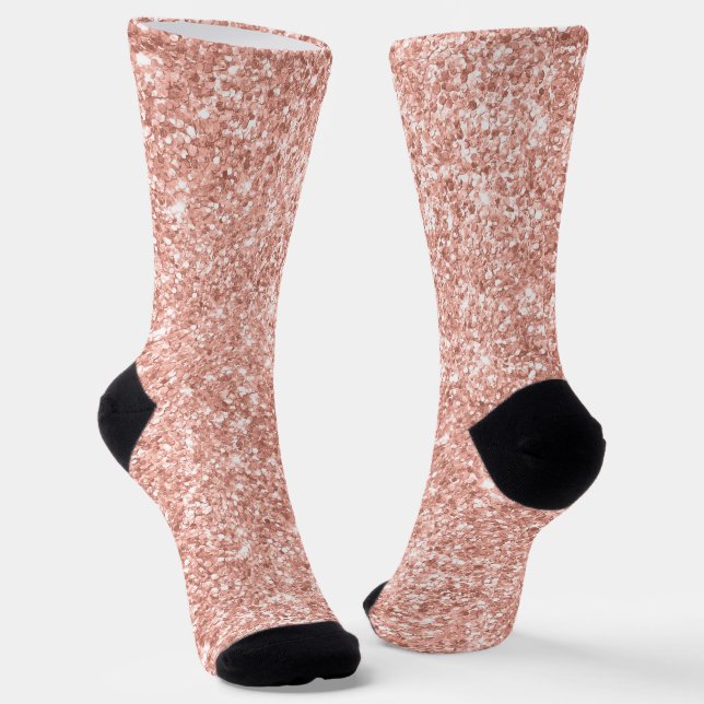 Luxus Blush Rose Gold Glitzer Socken (Gewinkelt)