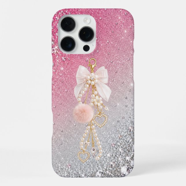 Luxus-Bogen-Perlen-iPhone 16 Pro Max Hülle Ästheti iPhone Hülle (Rückseite)