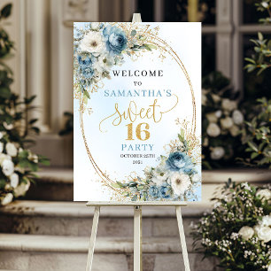 Luxus-Boho-Blumen-Gold-Sweet-16-Willkommensschild Poster