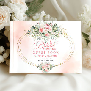 Luxus Boho Blush Blumen Goldene Hochzeitsdusche Ga Gästebuch