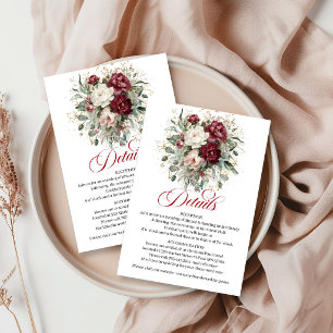 Luxus Boho Marsala Floral Eukalyptus Gold Info Begleitkarte