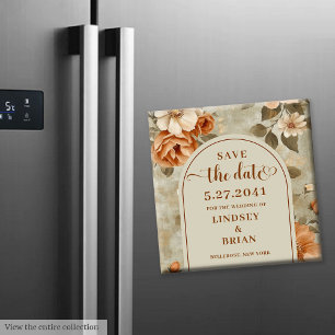 Luxus Boho Rostig Elfenbein Salbei Floral Heiratsa Magnet