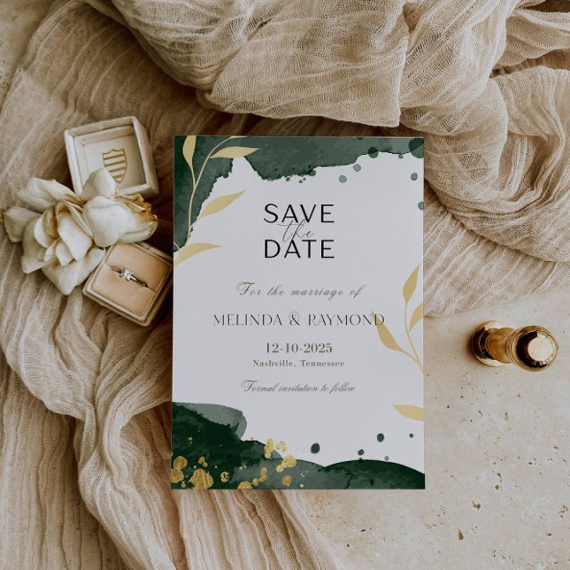Luxus Botanical Green Save the Date Wedding Card Einladung (Von Creator hochgeladen)