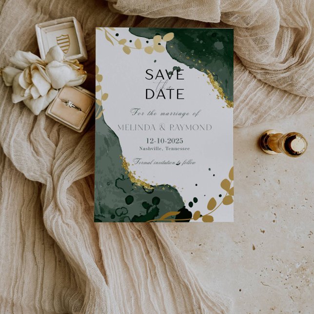 Luxus Botanical Green Save the Date Wedding Card Einladung (Von Creator hochgeladen)