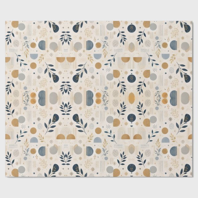Luxus-Botanik-Gold-Geometrisches Geschenkpapier |  (Flach)