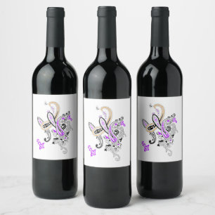 Luxus-Botanik-Paisley-Kollektion Weinetikett