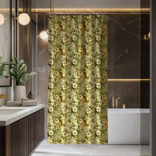 Luxus-Botanik-Vorhang Grün Gold Chic Deko Duschvorhang