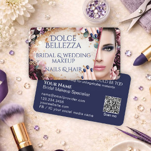 Luxus Braut-Make-up-Artist mit lila-blauer florale Visitenkarte