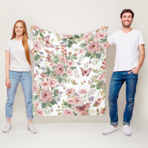 Luxus Bunt  Wildblume Blume blauer Schmetterling  Fleecedecke
