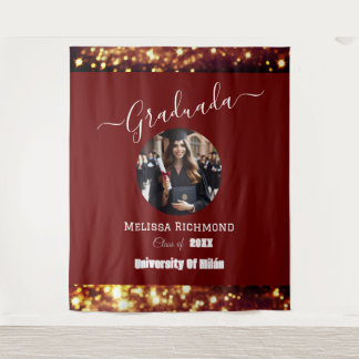 Luxus Burgandy Foto Elegant Spanisch Graduiert Wandteppich