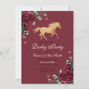 Luxus Burgund Gold Pferd Kentucky Derby Party In Einladung
