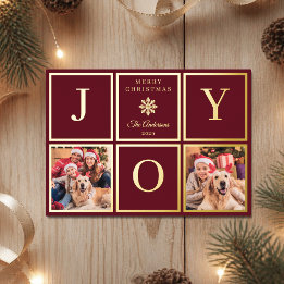 Luxus Burgund Goldfolie JOY 2 Foto Folien Feiertagskarte