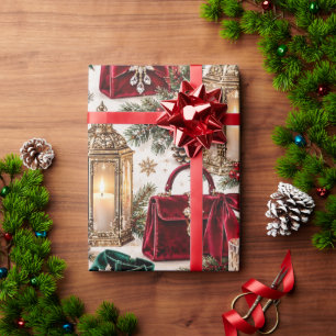 Luxus-Burgunder-Smaragd-Weihnachtsmode Geschenkpapier