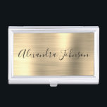 Luxus Business Gold Foil Moderne Visitenkarten Dose<br><div class="desc">Gold Foil Metallic Stainless Steel Minimalistisch Business Card Holder mit weißer Schriftzeichen für das Monogramm. Die Foil Metal Business Card Inhaber können mit Ihrem Namen individuell gestaltet werden. Bitte kontaktieren Sie den Designer,  um passende Artikel zu erhalten.</div>