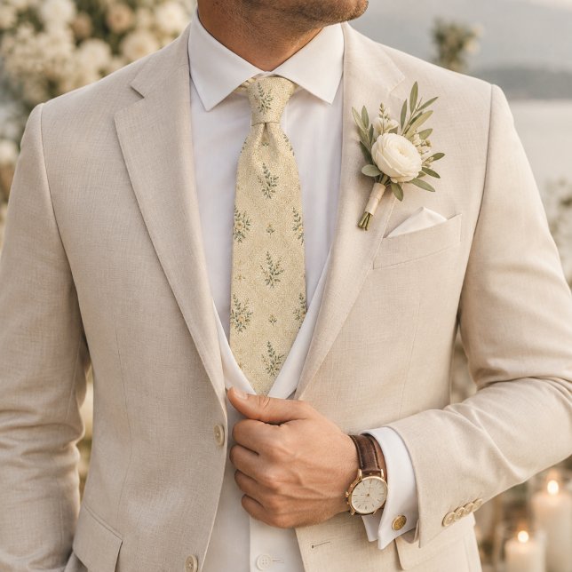 Luxus-Buttercreme-Botanical-Hochzeit Krawatte (Von Creator hochgeladen)