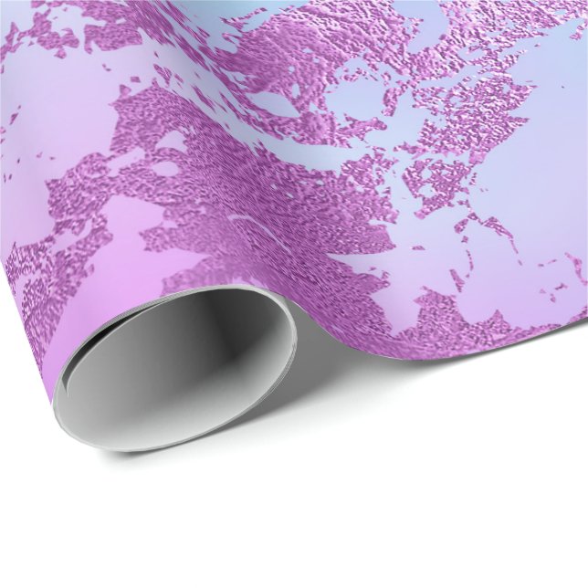 Luxus Celestial Blue Pink Lila Marmor Geschenkpapier (Rolleneckpunkt)