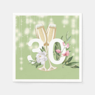 Luxus Champagne Green 30. Geburtstag Serviette