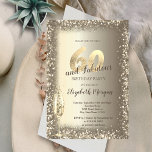 Luxus Champagner Glass Gold Confetti Rahmen 60. Einladung<br><div class="desc">Elegantes Champagnerglas und goldener Konfetti-Rahmen auf goldenem Hintergrund.</div>
