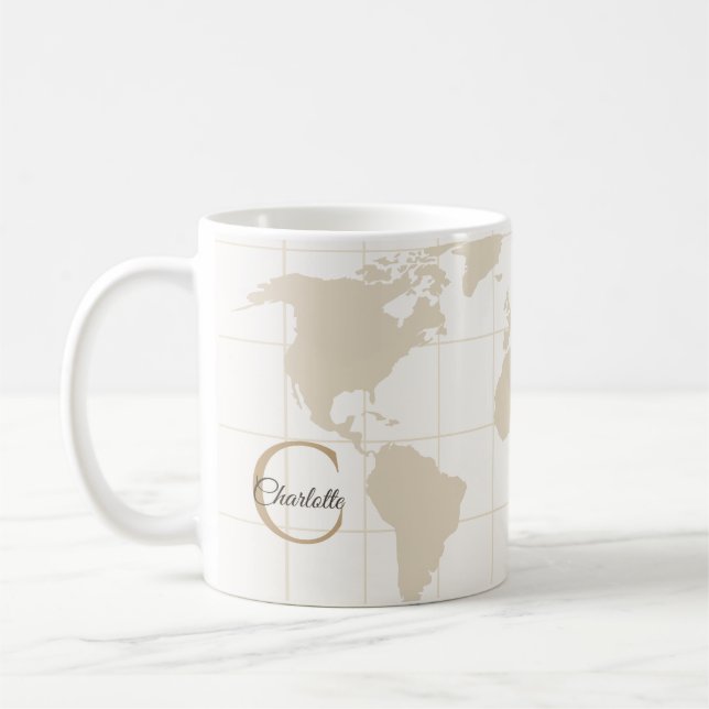 Luxus-Champagner-Gold-Karten-Monogramm-Initiale Kaffeetasse (Links)