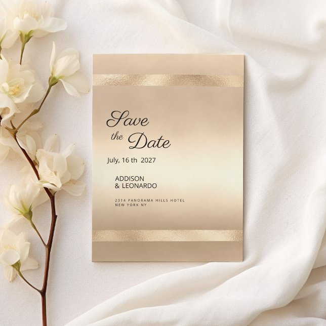 Luxus Champagner Gold minimalistisch Save the Date Einladung (Luxury champagne gold minimalist Save the Date)