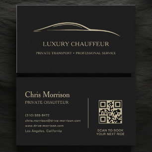 Luxus-Chauffeur QR-Code Schwarz & Gold Visitenkarte