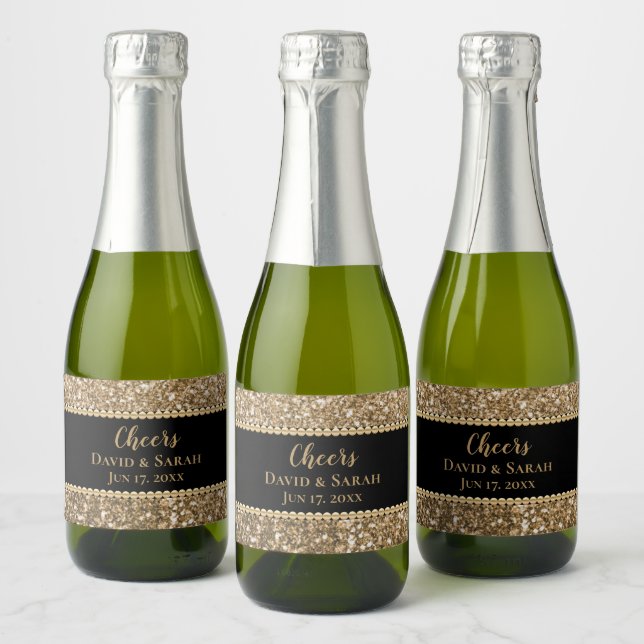 Luxus Cheers Mini Sparkling Wine Gold Glitzer Pea (Flaschen)