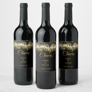 Luxus Cheers Wein Label Gold Schwarz Weinetikett