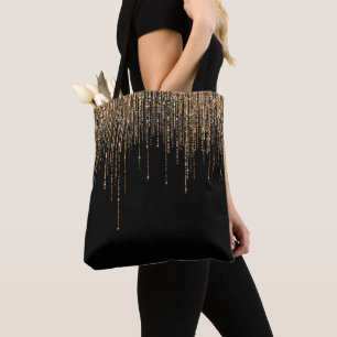 Luxus Chic Black Gold Funkelnd Glitzer Fringe