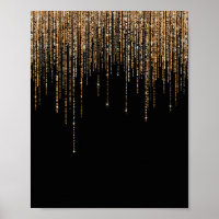Luxus Chic Black Gold Funkelnd Glitzer Fringe