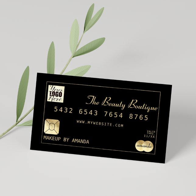 Luxus Chic Black Gold Luxus Kreditkarte Logo Visitenkarte (Luxury Chic Black Gold Luxury Credit Card Logo)