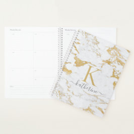 Luxus Chic Gold Foil Marmor Monogram Planer
