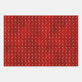 Luxus Chic Gold Reindeer Roter Weihnachtsurlaub Geschenkpapier Set