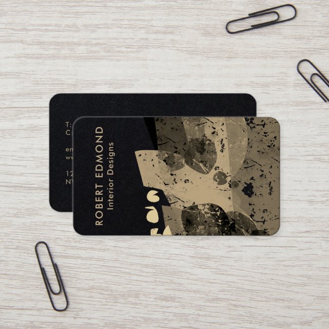 Luxus Chic Golden Artistic Einzigartiges Abstrakte Visitenkarte (Vorderseite/Rückseite Beispiel)