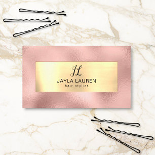 Luxus Chic Pink Gold Monogram Visitenkarte