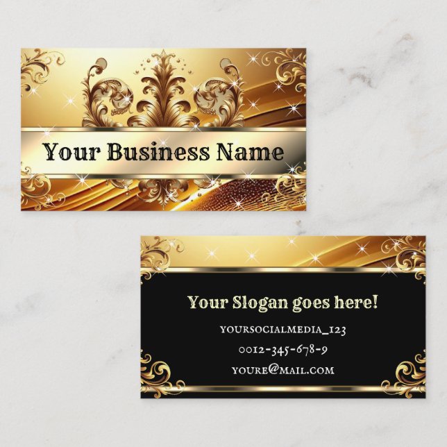 Luxus Chic Royal Ornament Glam Gold Golden Ombre Visitenkarte (Vorne/Hinten)