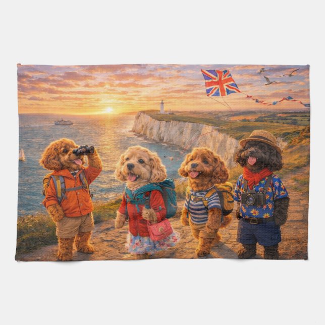 Luxus Cockapoo Britische Küste Geschirrtuch (Horizontal)