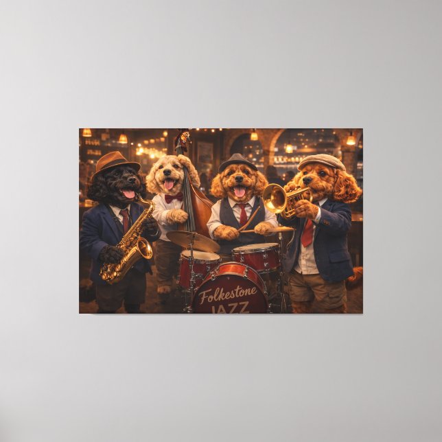 Luxus-Cockapoo-Jazzband-Wandkunst Leinwanddruck (Vorderseite)