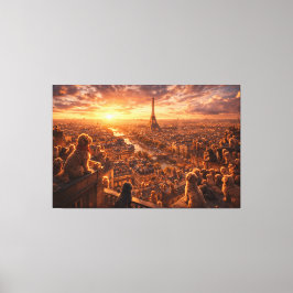 Luxus-Cockapoo-Wandbild – Paris Sonnenuntergang Re Leinwanddruck