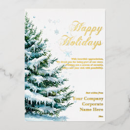 Luxus Corporate Snow Evergreen Urlaubskarte Folien Feiertagskarte