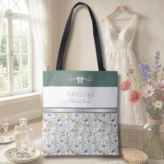 Luxus Cottagecore Wildblumen Brautjungfer (Show your appreciation with a high-end botanical tote for your Maid of Honor’s wedding essentials. )